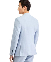 Bar III Mens Slim fit Linen Cotton Suit Jacket Blazer 44 R Light Blue Solid