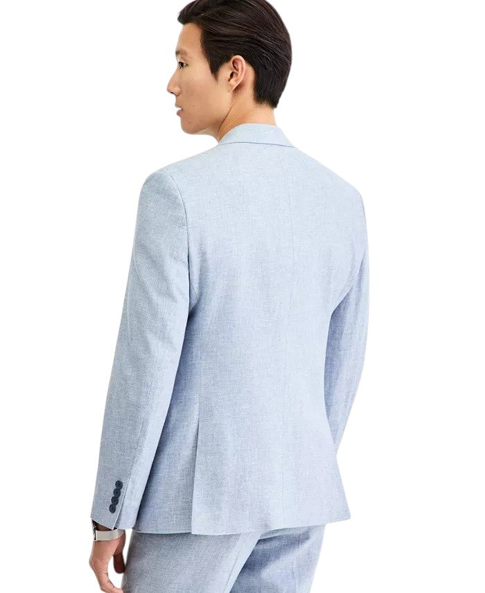 Bar III Mens Slim fit Linen Cotton Suit Jacket Blazer 38 S Light Blue Solid