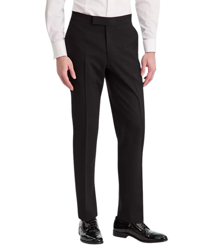 Kenneth Cole Mens Slim fit Tuxedo Pants 34 / 30 Black Solid