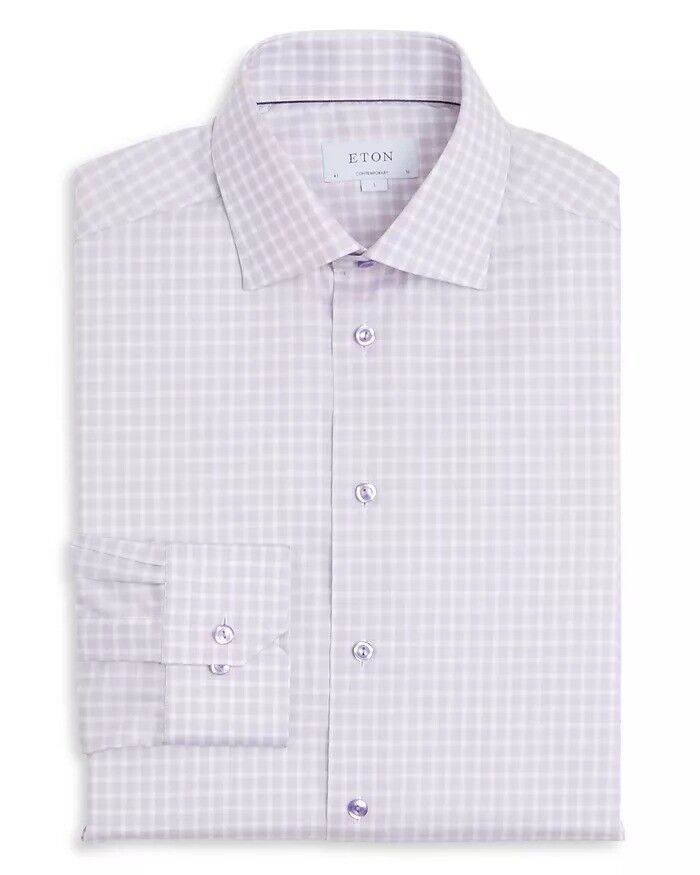 Eton Mens Contemporary Cotton Lyocell Dress Shirt 15.5 39 Medium Light Purple
