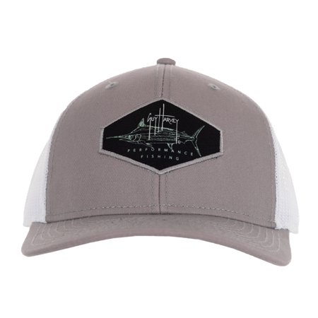 Guy Harvey Mens Marlin Snapback Trucker Microchip Hat Grey One Size