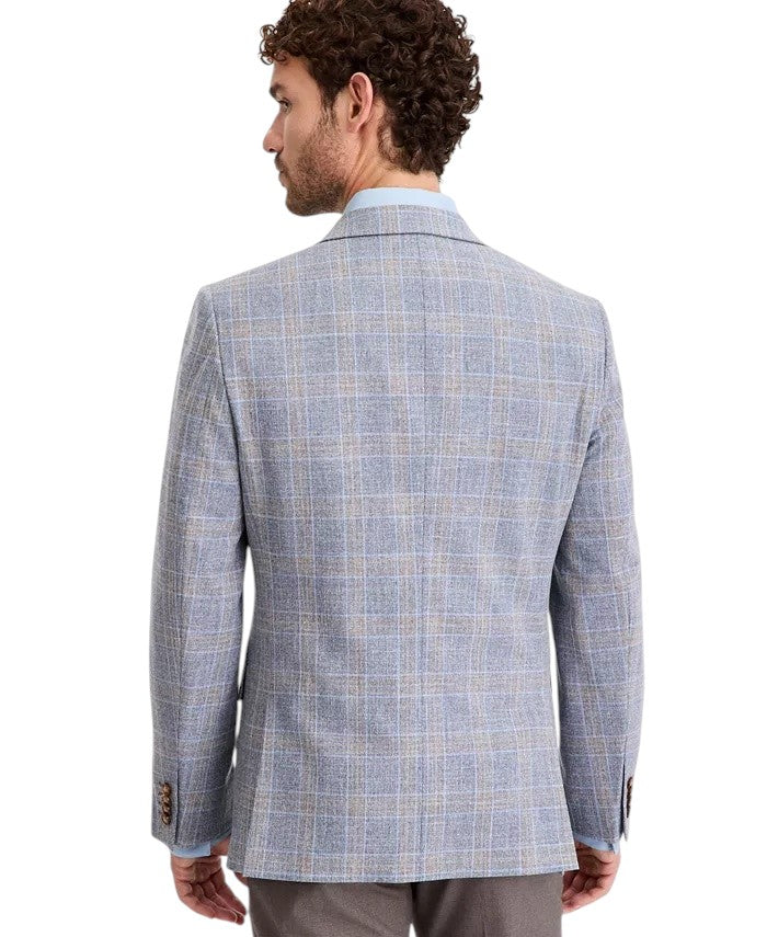 Ted Baker Mens Modern fit Sport Coat Blazer 40 S Blue Beige Plaid Stretch