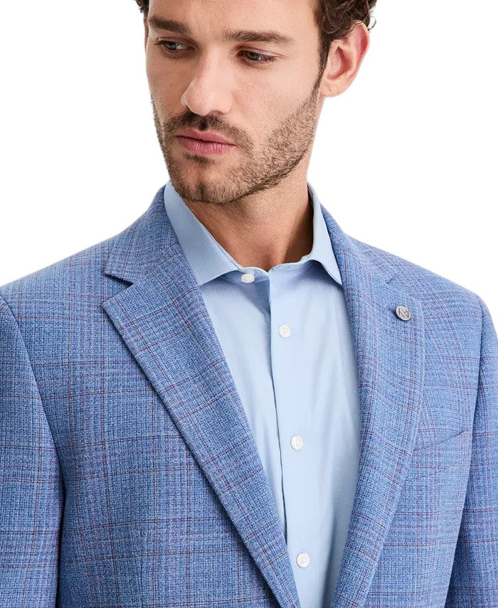 Ted Baker Mens Modern fit Wool Sport Coat Blazer 44 R Light Blue Plaid