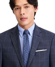 Kenneth Cole Mens Slim fit Suit Jacket Blazer 44 L Navy Blue Windowpane