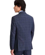 Kenneth Cole Mens Slim fit Suit Jacket Blazer 44 S Navy Blue Windowpane