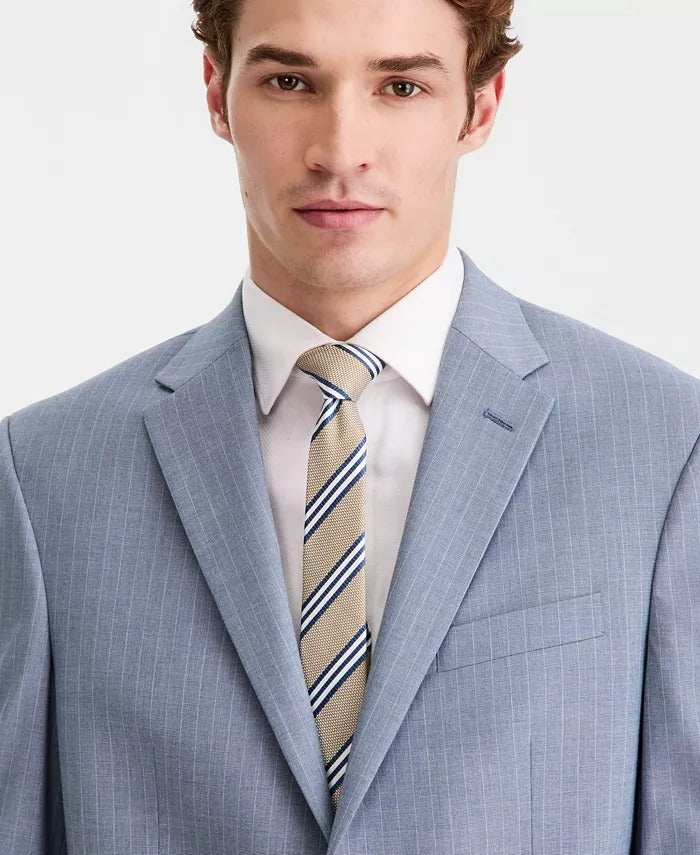 Kenneth Cole Mens Slim fit Suit Jacket Blazer 42 S Light Blue Striped