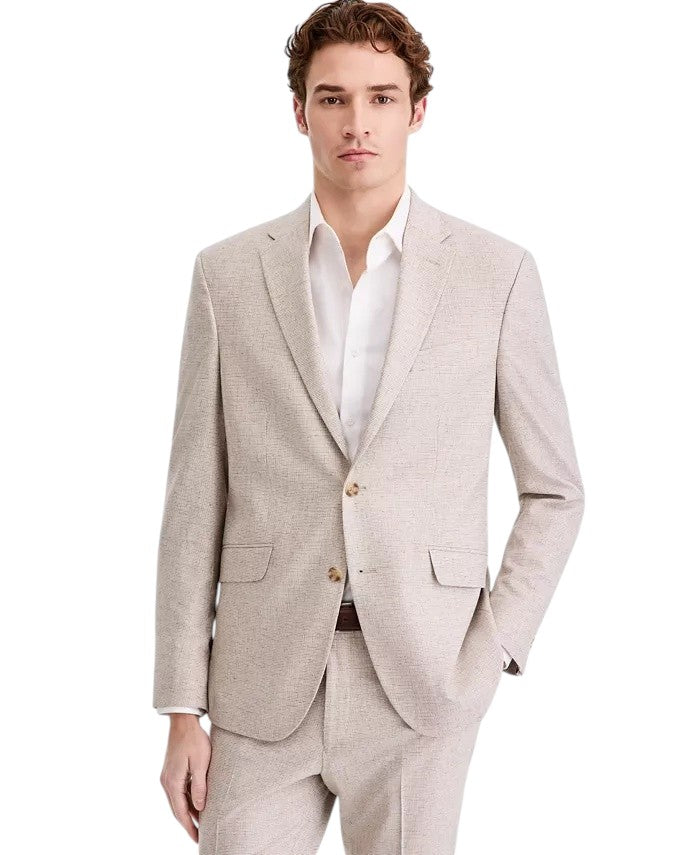 Kenneth Cole Mens Linen Slim fit Suit Jacket Blazer 38 R Tan Sand Check