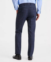 Kenneth Cole Mens Slim fit Dress Pants 34 / 32 Navy Blue Windowpane