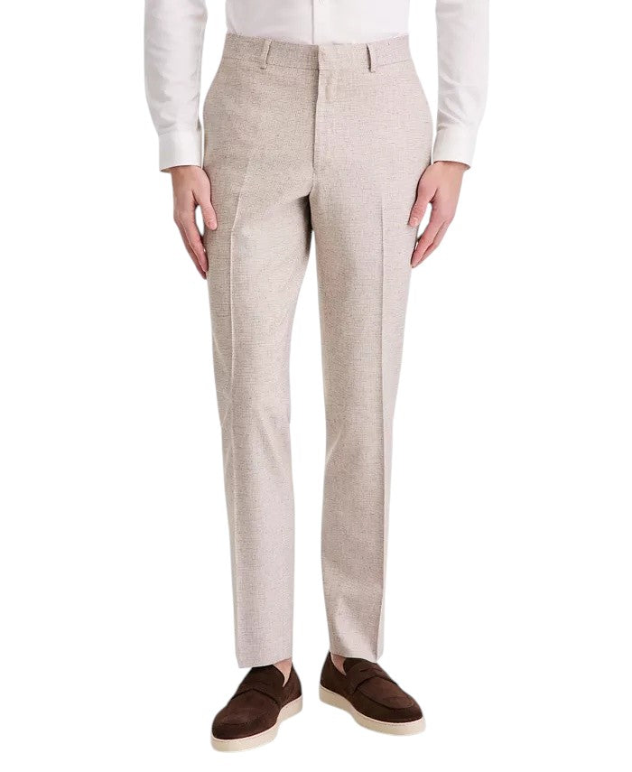 Kenneth Cole Mens Slim fit Linen Dress Pants 32 / 29 Sand Tan Check