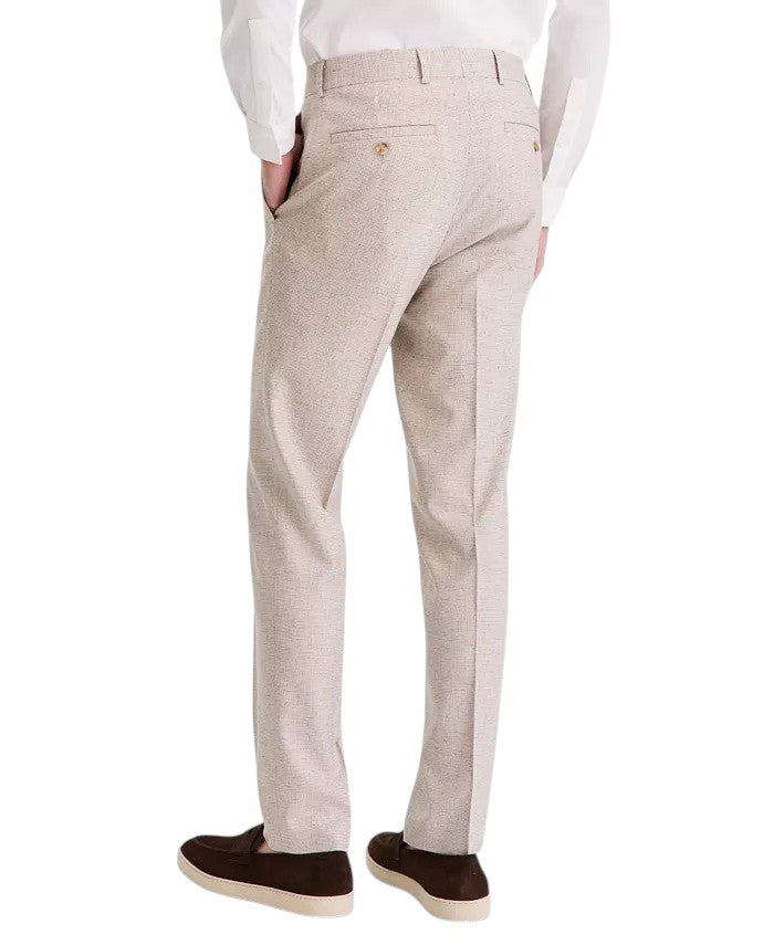 Kenneth Cole Mens Slim fit Linen Dress Pants 40 / 32 Sand Tan Check