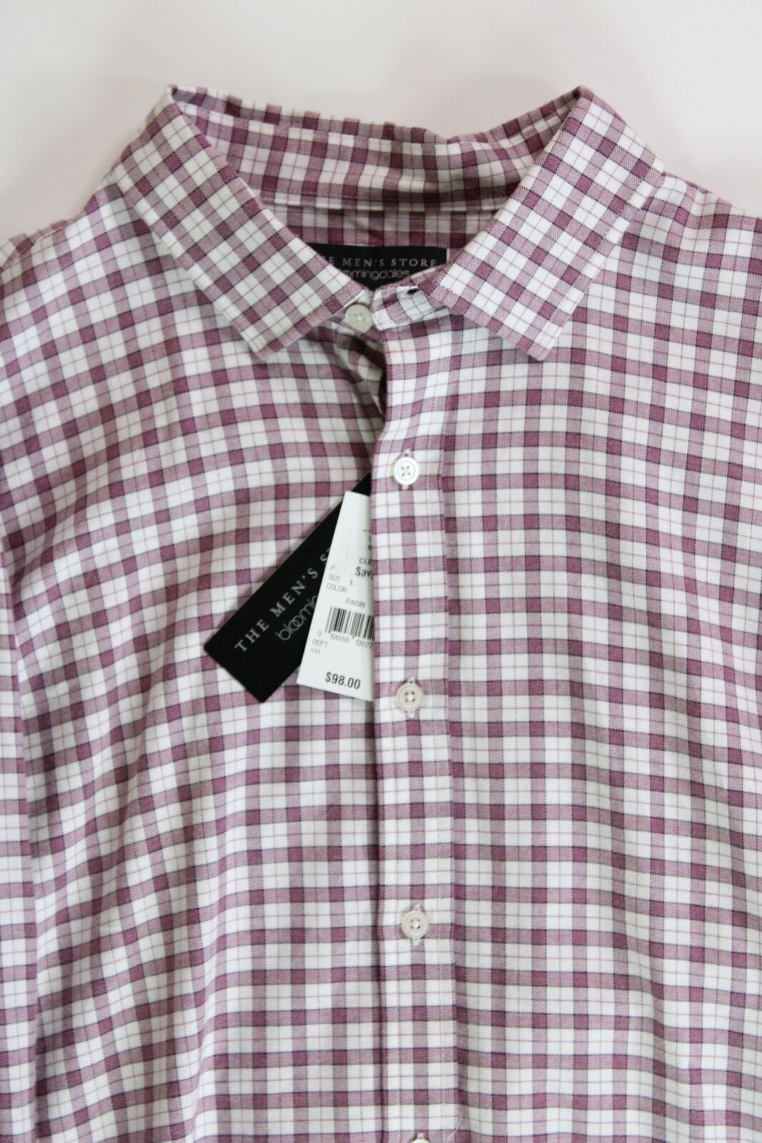 The Men's Store Mens Flannel Plaid Regular Fit Button Shirt Large Purple