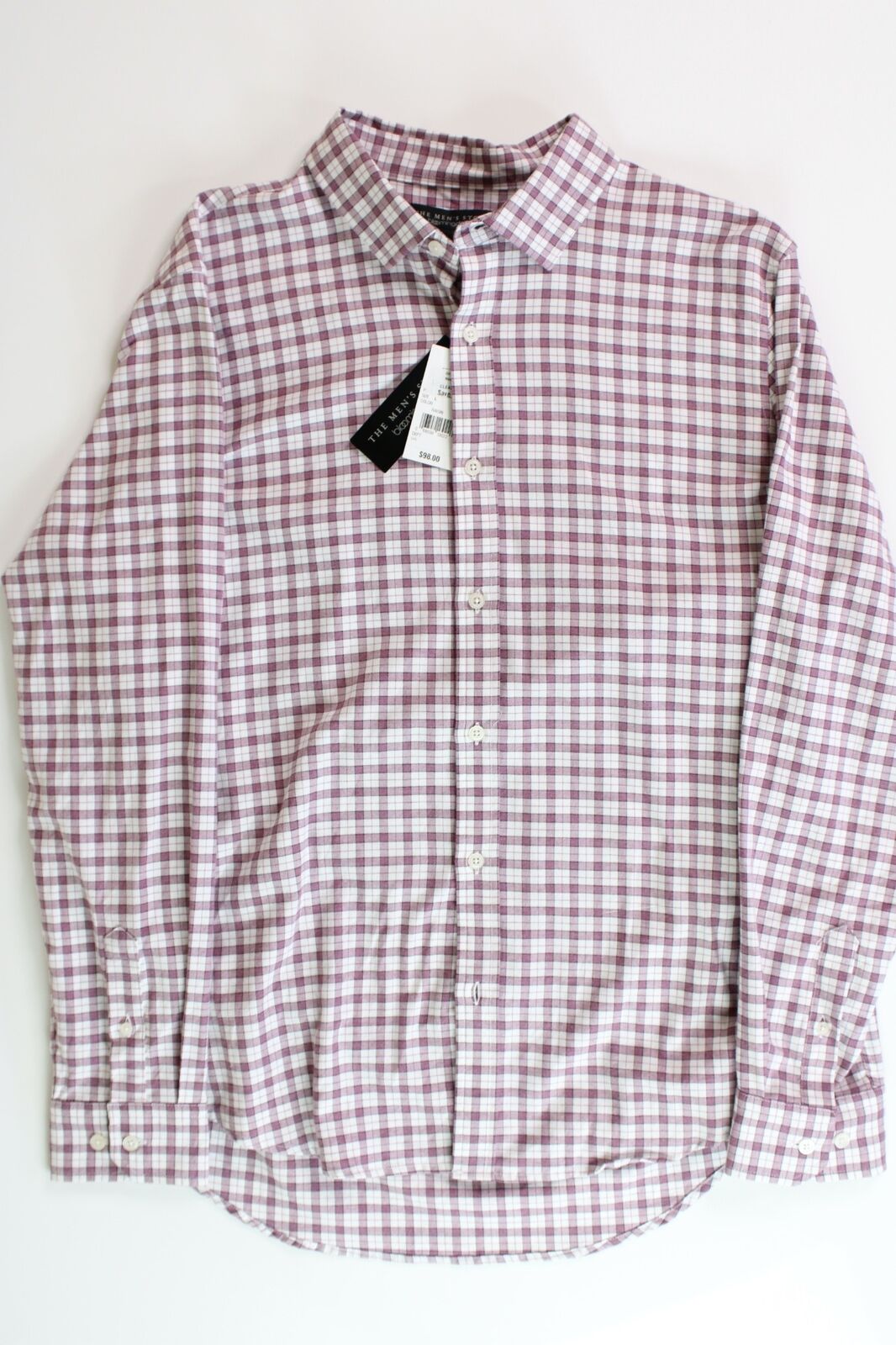 The Men's Store Mens Flannel Plaid Regular Fit Button Shirt Large Purple
