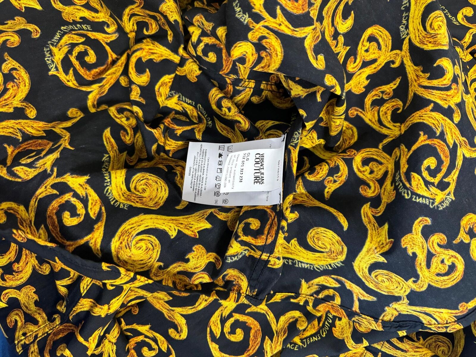 Versace Jeans Couture Mens Sketch Couture Print Button Shirt EU 52 US 42 Gold
