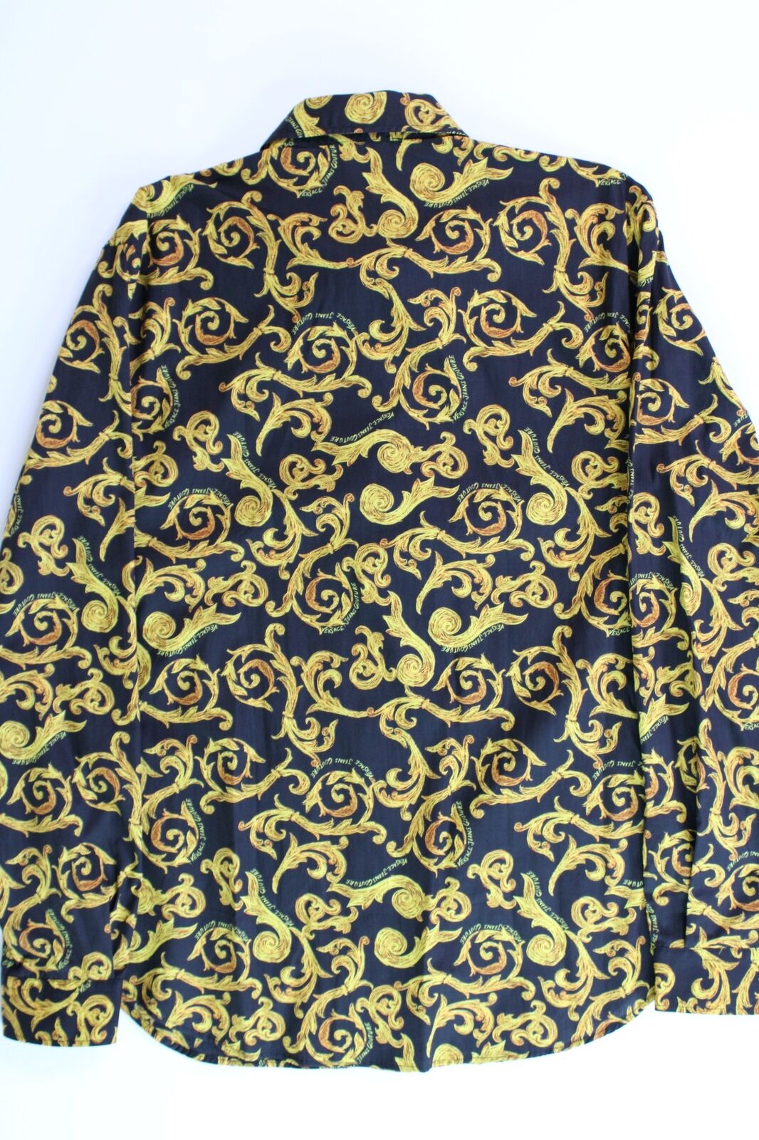 Versace Jeans Couture Mens Sketch Couture Print Button Shirt EU 52 US 42 Gold
