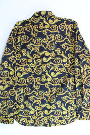 Versace Jeans Couture Mens Sketch Couture Print Button Shirt EU 52 US 42 Gold