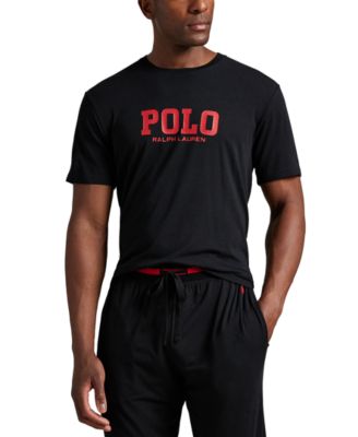 Polo Ralph Lauren Mens Short Sleeve Crewneck T-Shirt Polo Black/Red Logo Small Pajama shirt