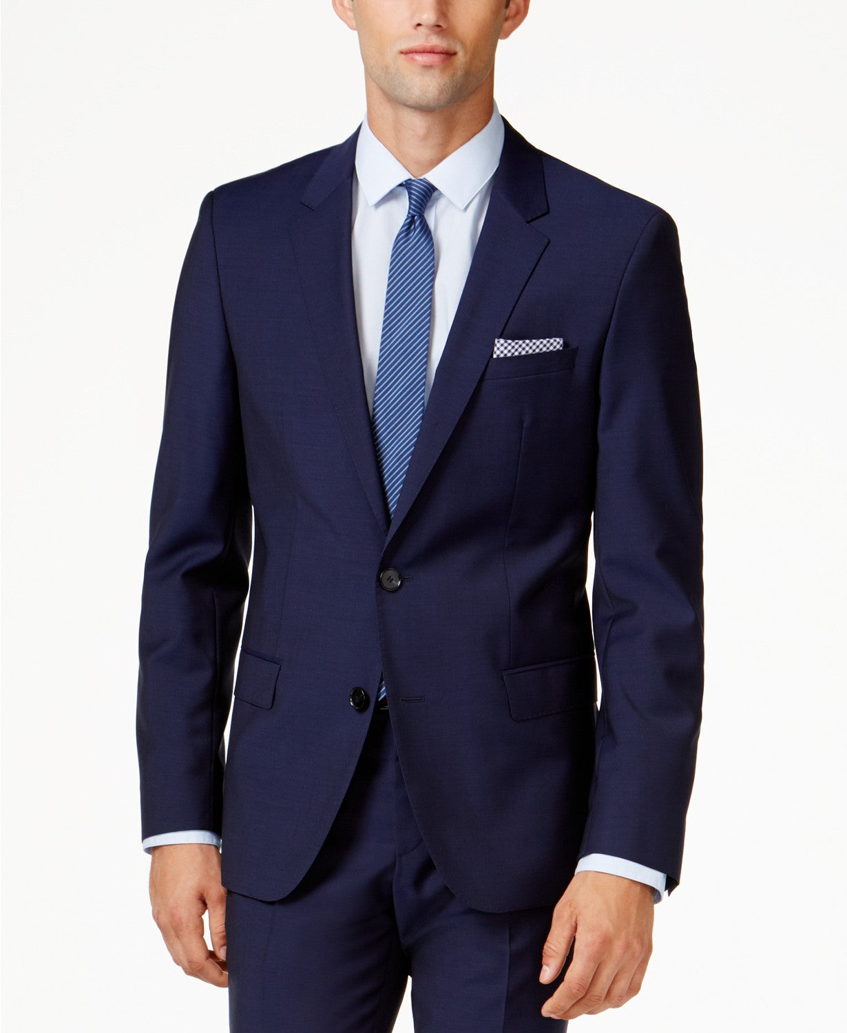 Hugo Boss Mens Slim fit Suit Jacket Blazer 40 L Navy Blue Solid