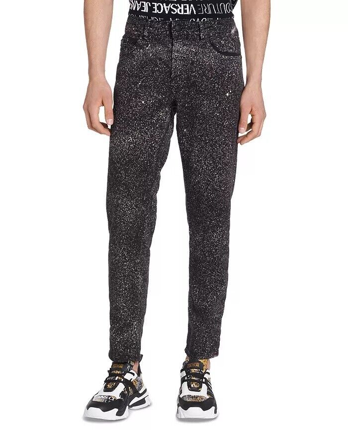 Versace Jeans Couture Bull Bleach Sprayed Straight Fit Jeans Size 30 Black