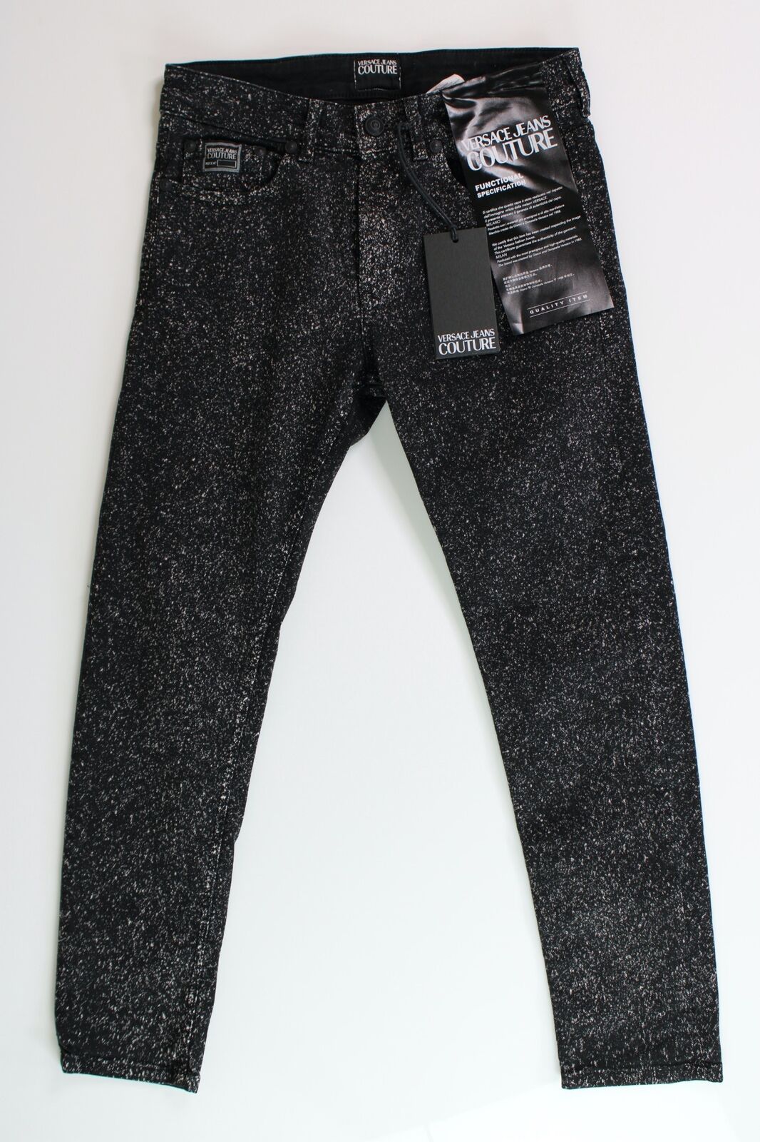 Versace Jeans Couture Bull Bleach Sprayed Straight Fit Jeans Size 30 Black