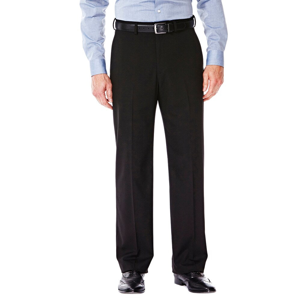 Haggar Mens Classic fit Dress Pants 38 / 29 Black Solid Stretch