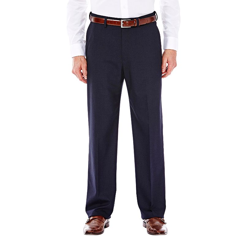 Haggar Mens Classic fit Dress Pants 40 / 32 Navy Blue Solid