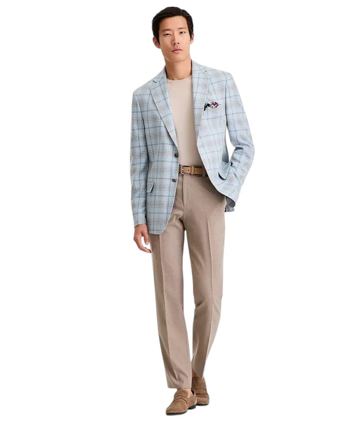 Tallia Mens Slim fit Linen Sport Coat Blazer 42 S Mint Green Plaid