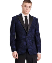 Bar Iii Mens Slim fit Evening Jacket Blazer 38 R Navy Blue Floral