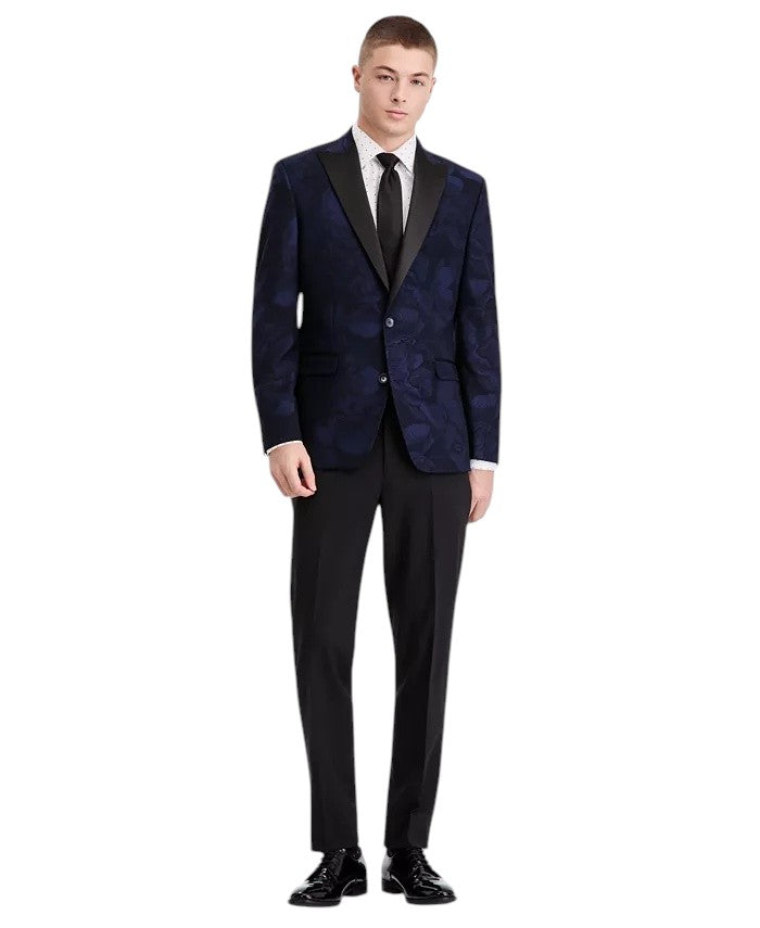 Bar Iii Mens Slim fit Evening Jacket Blazer 38 R Navy Blue Floral
