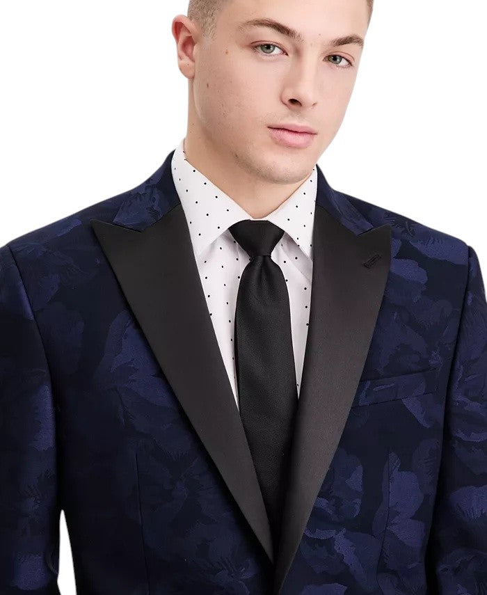 Bar Iii Mens Slim fit Evening Jacket Blazer 38 R Navy Blue Floral