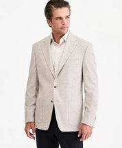 Michael Kors Mens Classic fit Linen Sport Coat Blazer 46 R Oatmeal Tan Solid