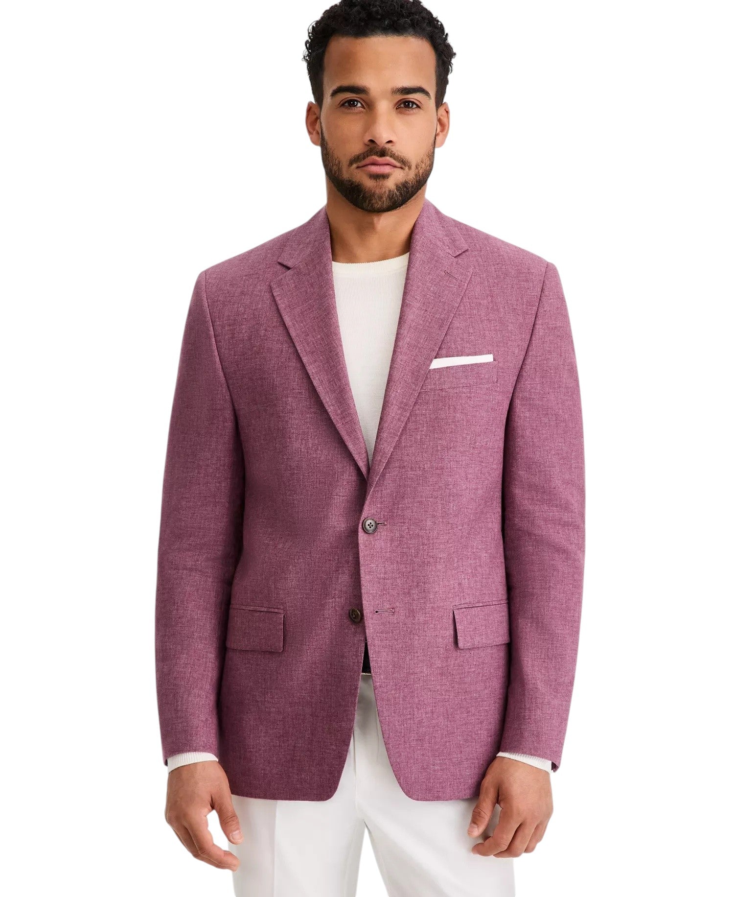 Michael Kors Mens Classic fit Linen Sport Coat Blazer 44 R Mulberry Red Linen