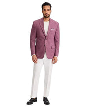 Michael Kors Mens Classic fit Linen Sport Coat Blazer 44 R Mulberry Red Linen