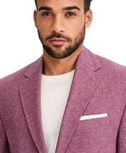 Michael Kors Mens Classic fit Linen Sport Coat Blazer 44 R Mulberry Red Linen