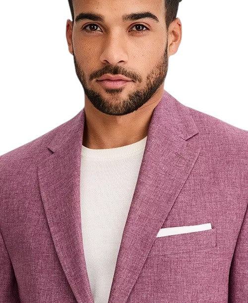 Michael Kors Mens Classic fit Linen Sport Coat Blazer 44 R Mulberry Red Linen