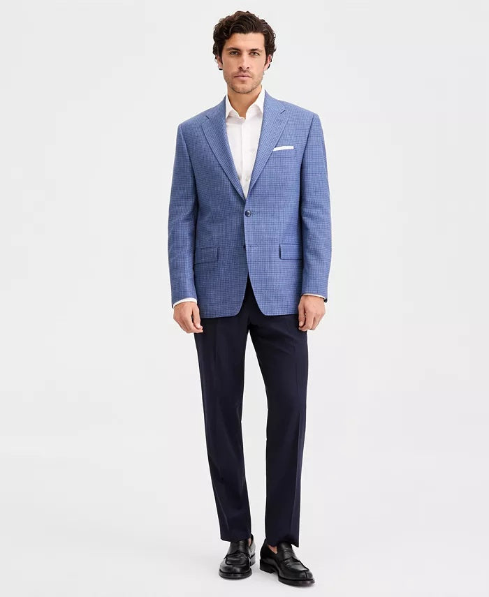 Michael Kors Mens Classic fit Wool Linen Sport Coat Blazer 48 R Blue Red Plaid