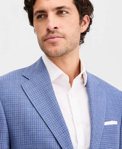 Michael Kors Mens Classic fit Wool Linen Sport Coat Blazer 44 S Blue Red Plaid