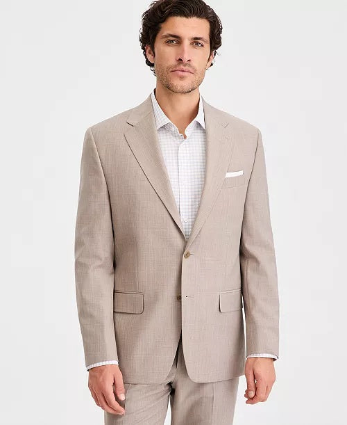 Michael Kors Mens Classic fit Suit Jacket Blazer 50 L Beige Solid Stretch