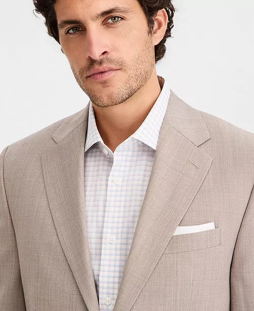 Michael Kors Mens Classic fit Suit Jacket Blazer 44 S Beige Solid Stretch