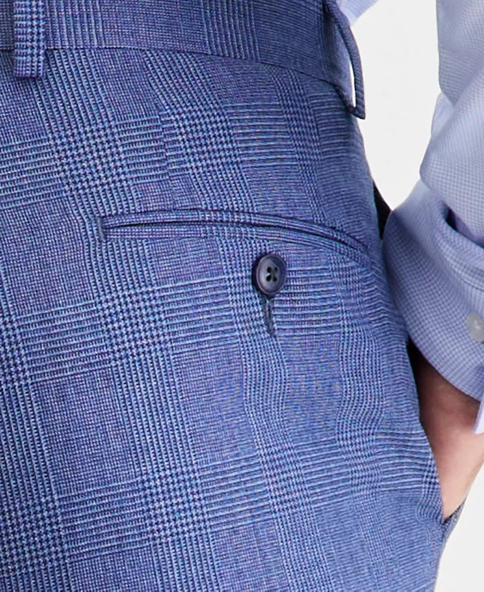 Michael Kors Mens Classic fit Wool Dress Pants 32 / 30 Blue Plaid