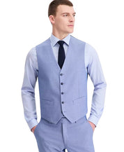 Tommy Hilfiger Mens Modern-Fit TH Flex Chambray Suit Vest Large Blue