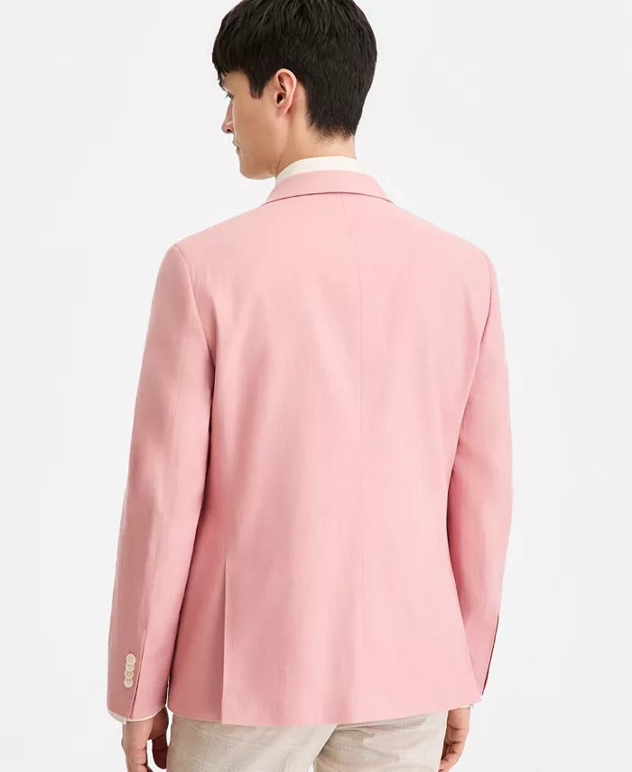 Tommy Hilfiger Mens Modern fit Sport Coat Blazer 48 R Pink Solid Linen
