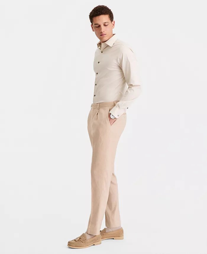 Michael Kors Mens Classic fit Linen Dress Pants 40 / 30 Tan Linen Solid
