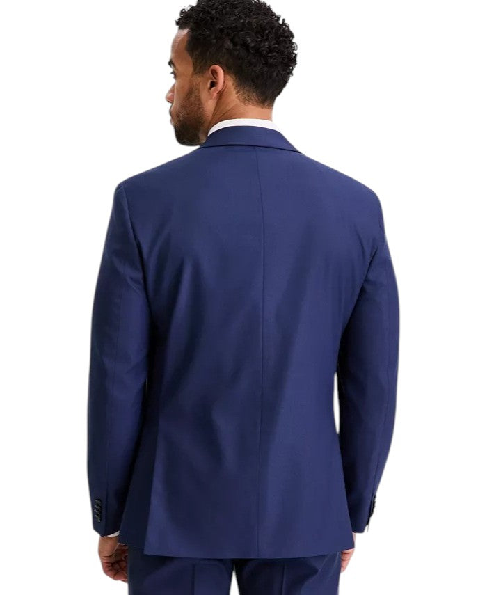 Alfani Mens Slim fit Suit Jacket Blazer 44 L Navy Blue Solid Stretch