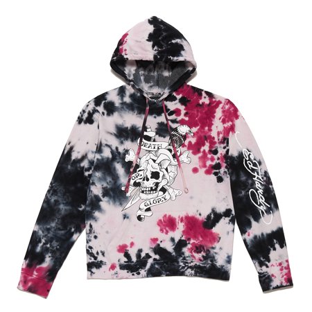 Ed Hardy Skull Mens Graphic Hoodie Grey Pink Small