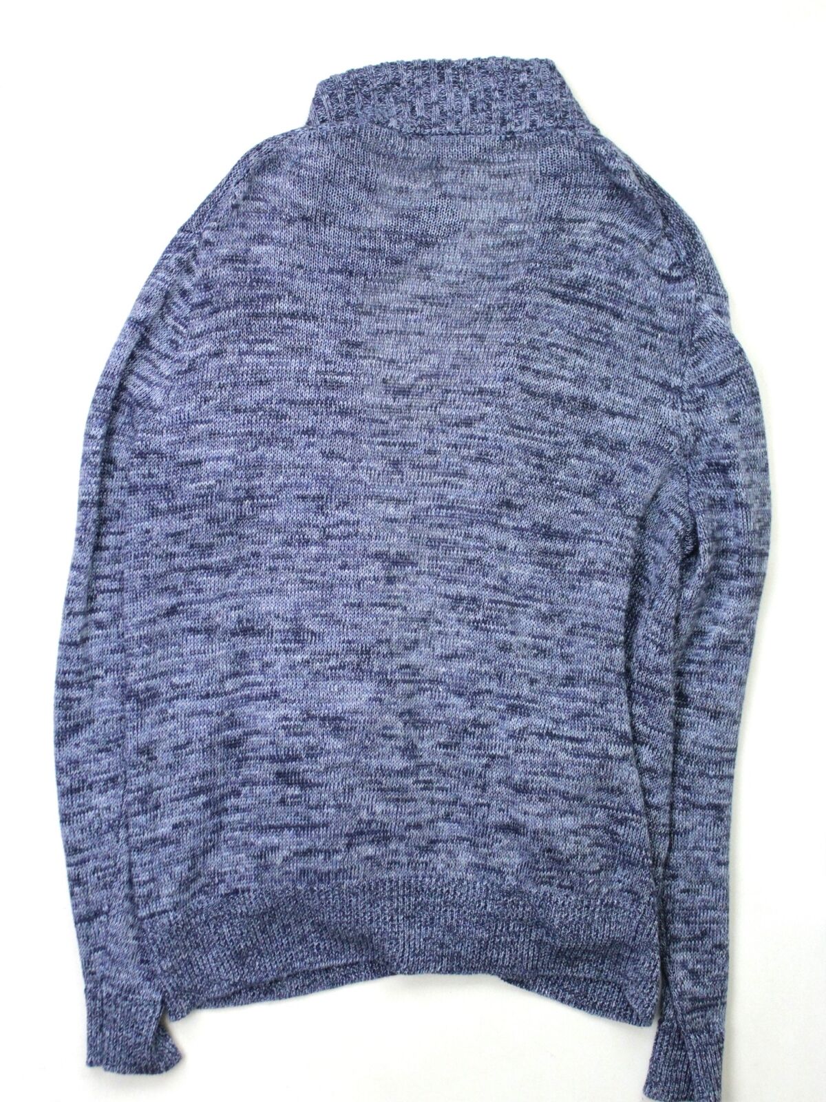 Mens Store Bloomingdales Linen Melange Knit Full Zip Sweater Medium Navy Blue