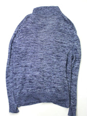 Mens Store Bloomingdales Linen Melange Knit Full Zip Sweater Medium Navy Blue