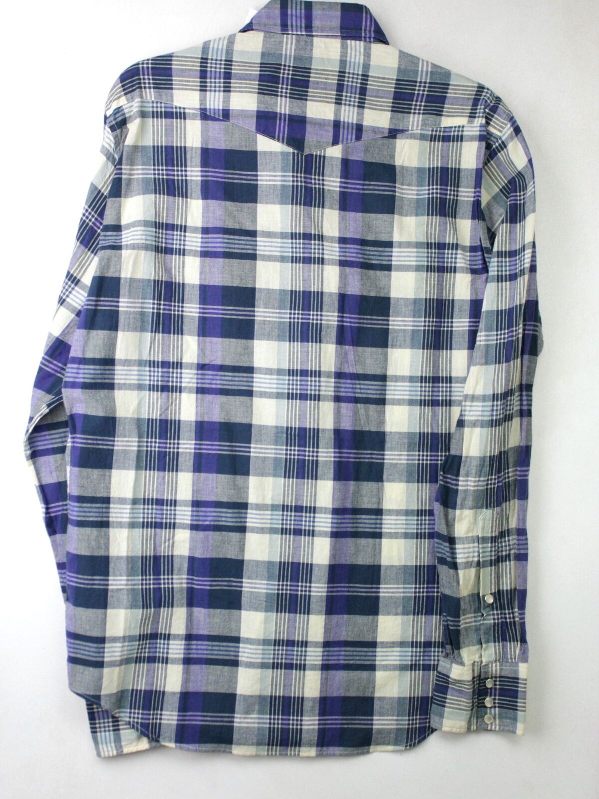 Sid Mashburn Men's Cotton Snap Western Shirt Blue Plaid Size XL Slim Fit