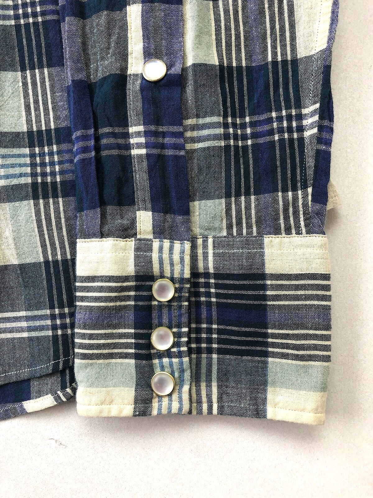 Sid Mashburn Men's Cotton Snap Western Shirt Blue Plaid Size Medium Slim Fit