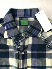 Sid Mashburn Men's Cotton Snap Western Shirt Blue Plaid Size Medium Slim Fit