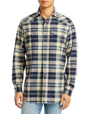 Sid Mashburn Men's Cotton Snap Western Shirt Blue Plaid Size Medium Slim Fit